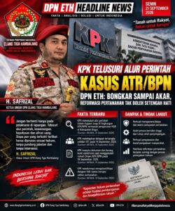 DPN ETH desak KPK usut tuntas suap HGB ATR/BPN Bogor, usut alur perintah atasan, dan benahi titik rawan korupsi sistemik.